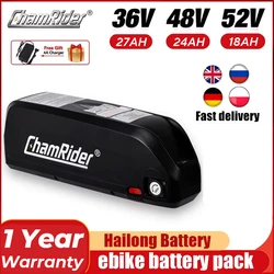 ChamRider 48V 24AH 52V 36V 20AH Ebike Battery Hailong Max 40A 50A BMS 500W 750W 1000W 1500W Electric Scooter 21700 Lithium Cell
