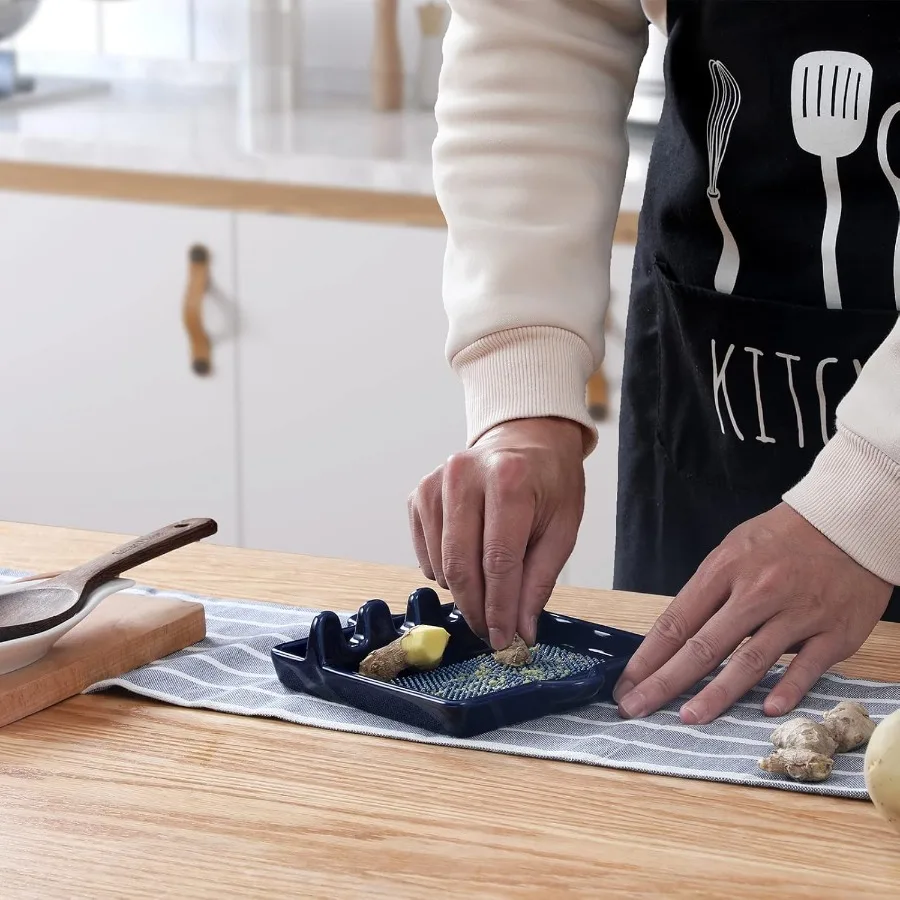 مساند ملعقة سيراميك للموقد المضاد، طبق مبشرة علوي للزنجبيل والثوم والبصل والجبن والليمون والشوكولاتة والخضروات والفواكه