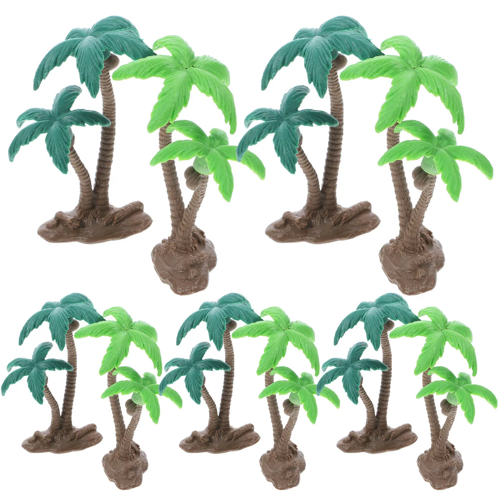 10Pcs Realistic Miniature Coconut Tree Ornament PVC Tropical Desktop Decor for Sand Table DIY Micro Landscape Mini Scene Layout