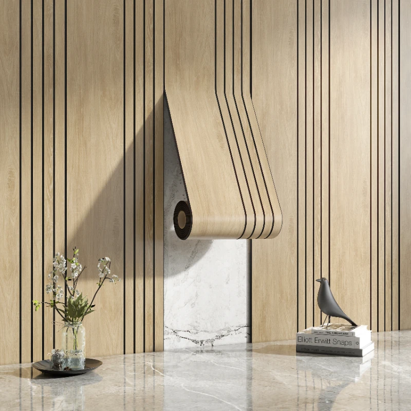 Thickened 3D Stereo Grille Wood Veneer Wall Panels Self-Adhesive Wallpaper Decoration Living Room Background Wall Wall Stickers DIY Cutting