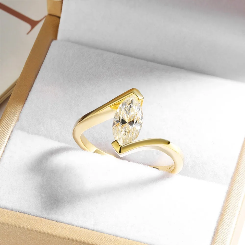 

Ювелирные изделия, сертификация, кольцо с муассанитом огранки маркизы 3 карата, серебро S925, позолоченное 18 карат, женское обручальное кольцо-пасьянс, подарок J