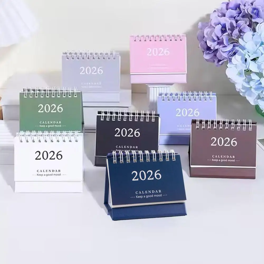 2026 Simple Style English Mini Desk Calendar Desktop Display Portable Calendar Desktop Decoration Handmade Diary