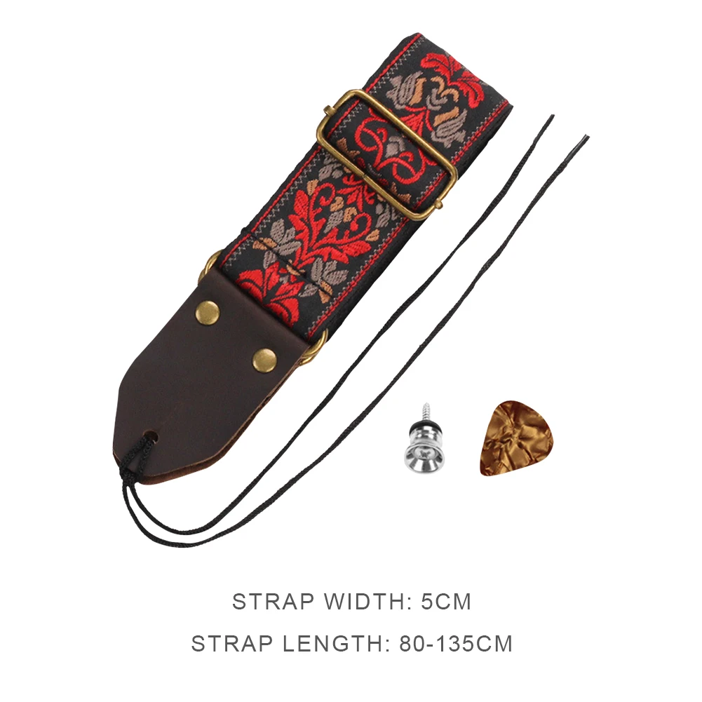 Guitar Shoulder Strap Adjustable 5cm Width Jacquard Guitar Strap with Tail Pin for Acoustic Guitar/Electric Guitar/Bass Guitar