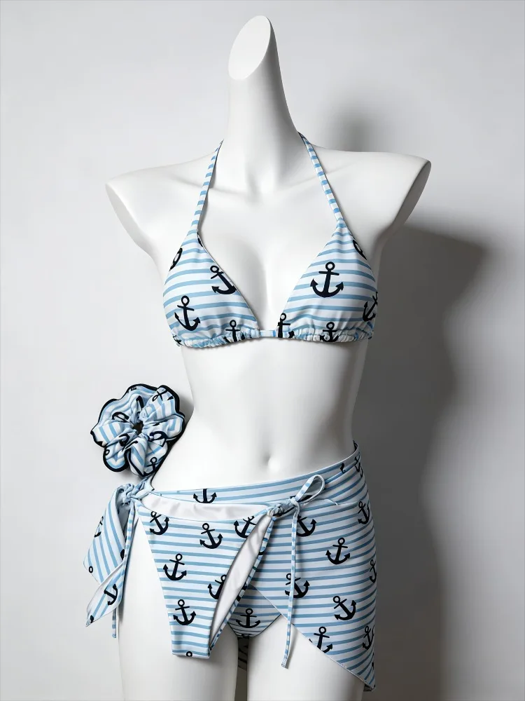 

Сексуальный комплект бикини из четырех предметов с принтом, высокая посадка на бедрах, топ пуш-ап, стильный купальник для пляжа, женский пляжный костюм, подарок, повязка на голову