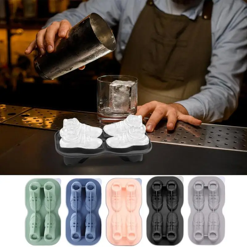 Cube Ice Tray Silicone Cocktail Ice Molds Bartender Accessories Shoe Shape Easy Release Freezer Storage Kitchen Gadgets For