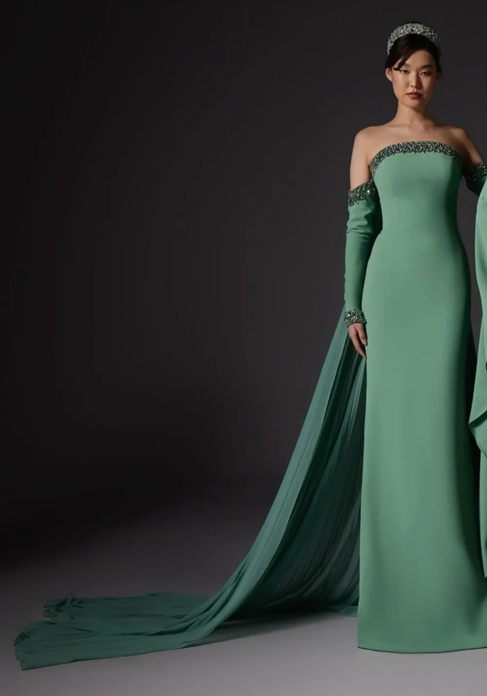 Customized Saudi Arabia Formal Dress Dearin Strapless Column Floor Length Skirts Vertically Bespoke Occasion Dresses Evening Pro