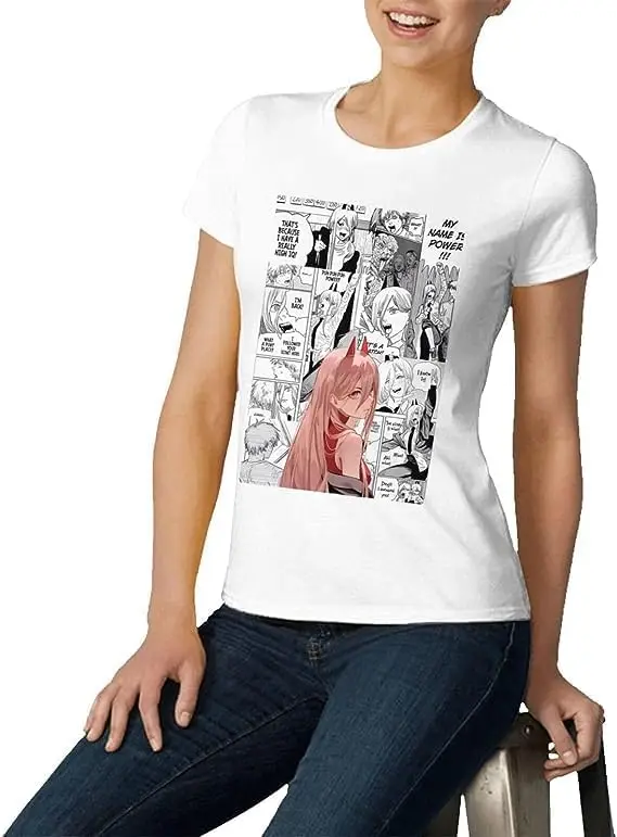 Chainsaw Anime Man Shirt Women's Fashion Short Sleeve Cotton T Shirts Quick Dry Pattern Custom Tee Tops Black