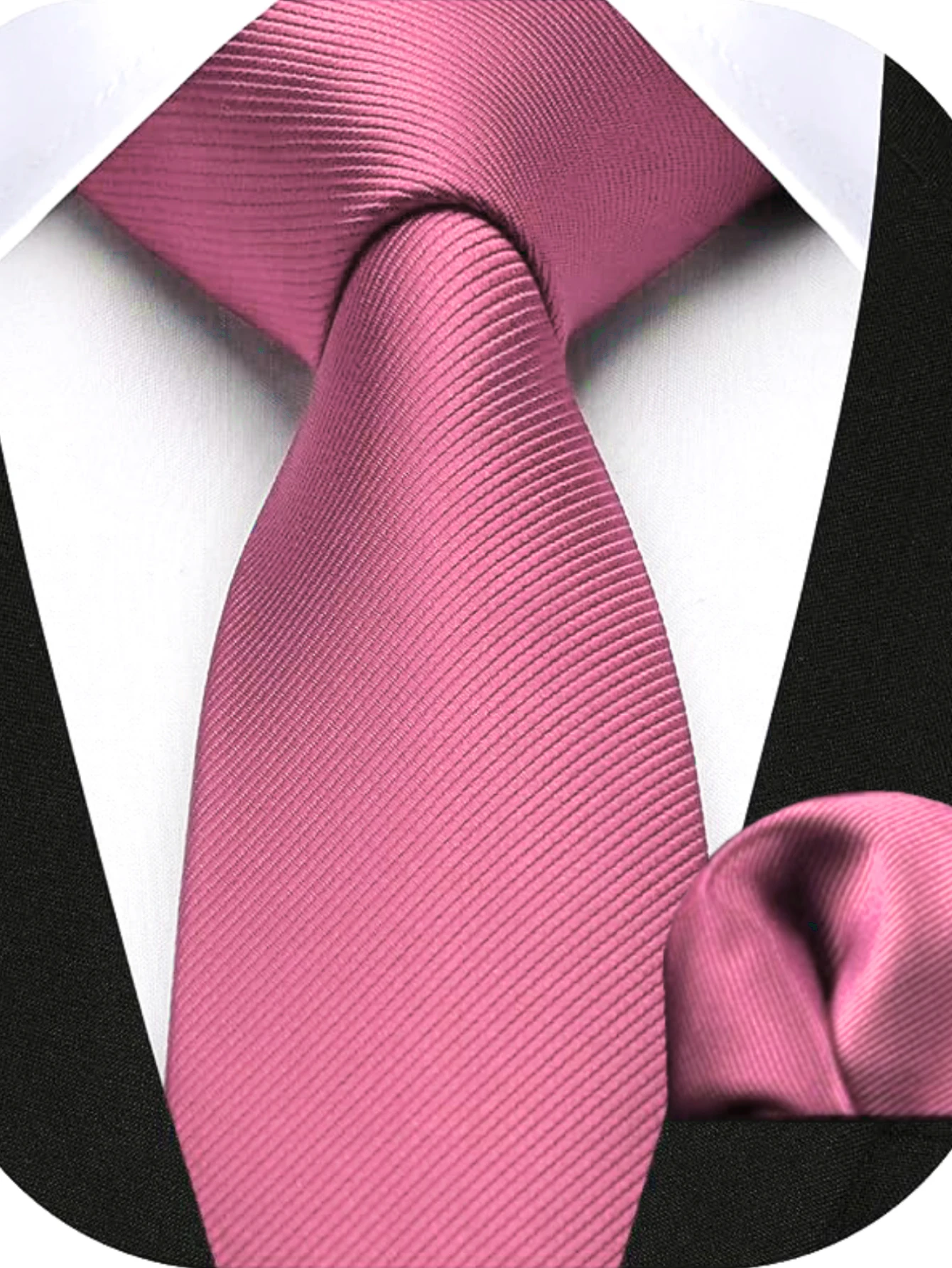JEMYGINS Herren-Krawatte, schmal, einfarbig, 6 cm, Seidenkrawatte, Einstecktuch-Kombi-Set, geeignet für Herren, Geburtstagsgeschenke, Hochzeiten, Business – Detail 19