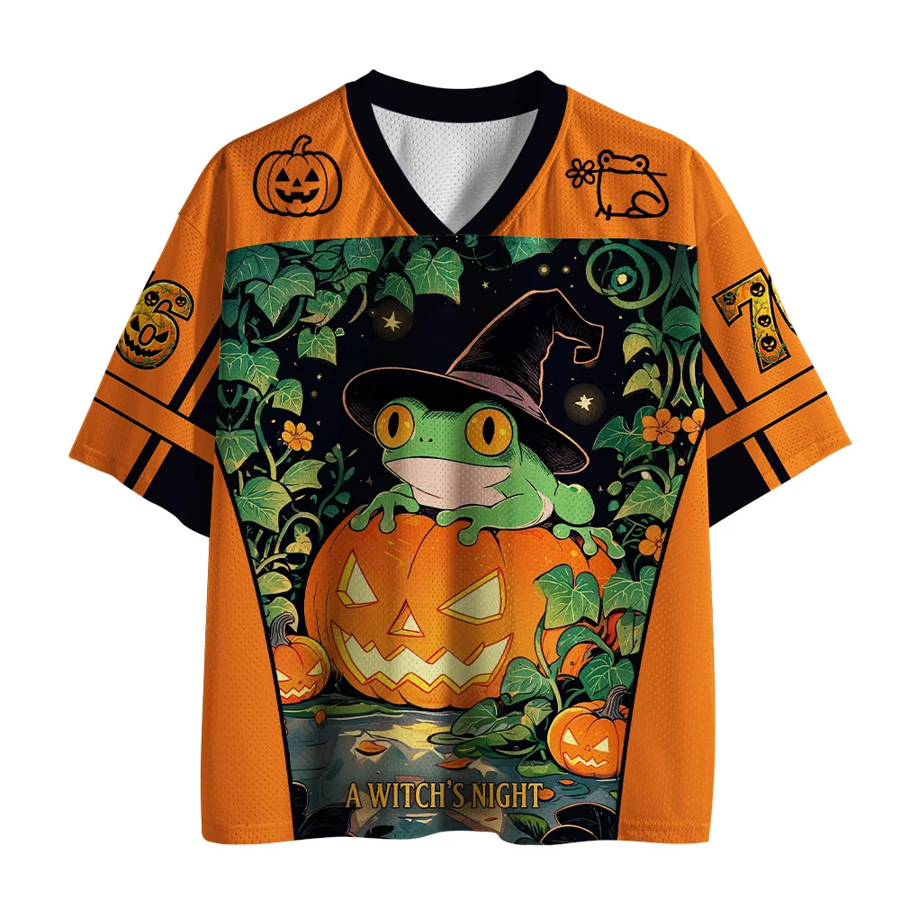 2026 Popular V-neck Mesh T-shirt with Fun Printed Short Sleeved T-shirt, Retro Streetwear, Loose Oversized Sports Mesh T-shirt