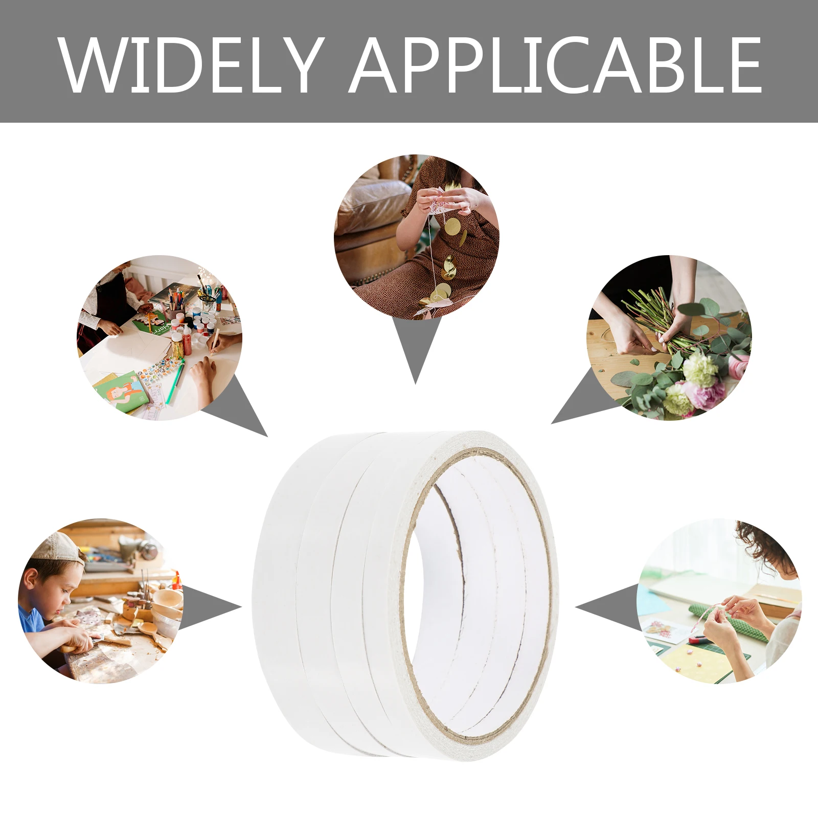 

20 Rolls Double Sided Tape Adhesive Sticky Tapes Multipurpose Tissue Paper Strong White Craft DIY Stationery Gift