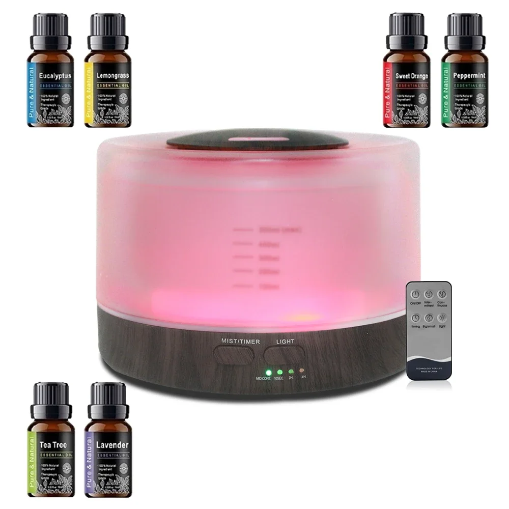 500ml Aromatherapy Diffuser Set with 6 Essential Oils Mood Lighting Auto Shut-Off Feature Super Quiet Operation for Relaxation