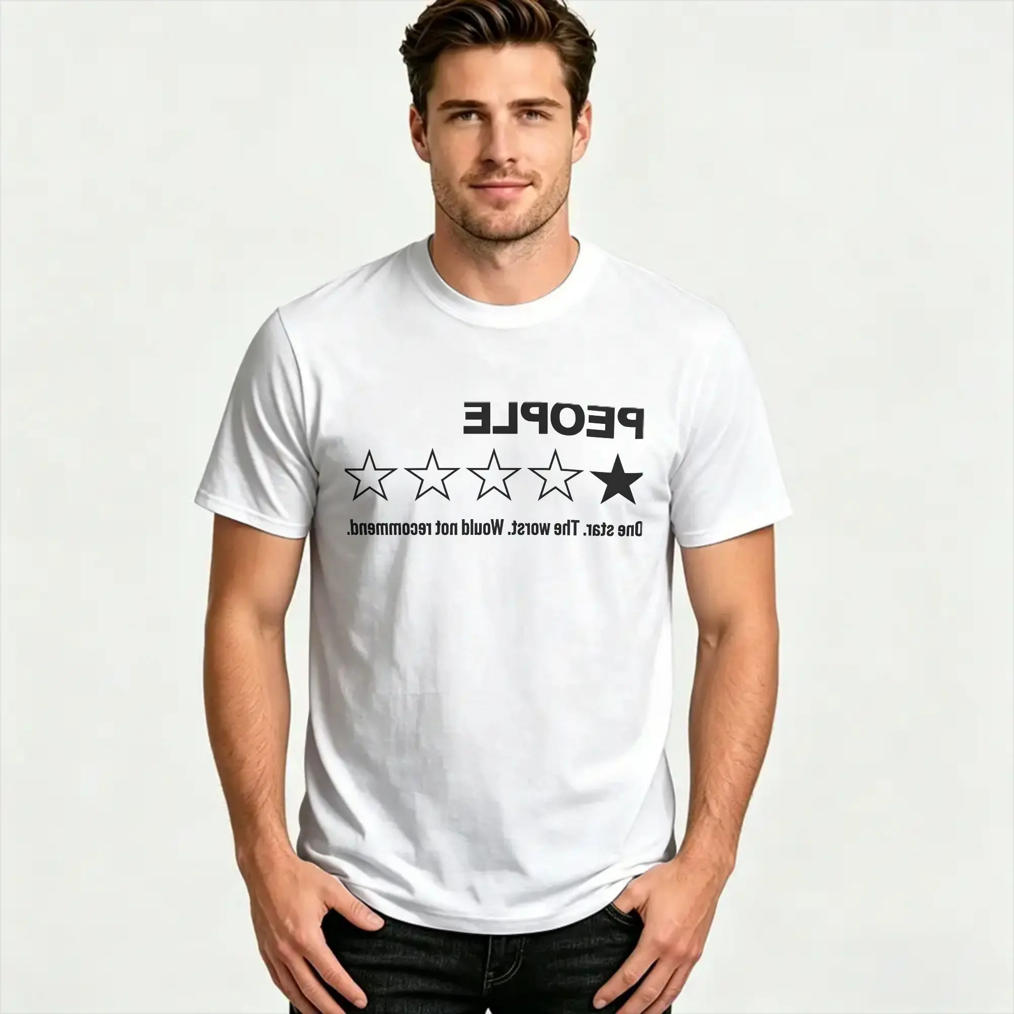People One Star Rating  Men Women's T Shirts The Worst Awesome Tees Short Sleeve Round Collar T-Shirts Cotton Gift Idea Clothing