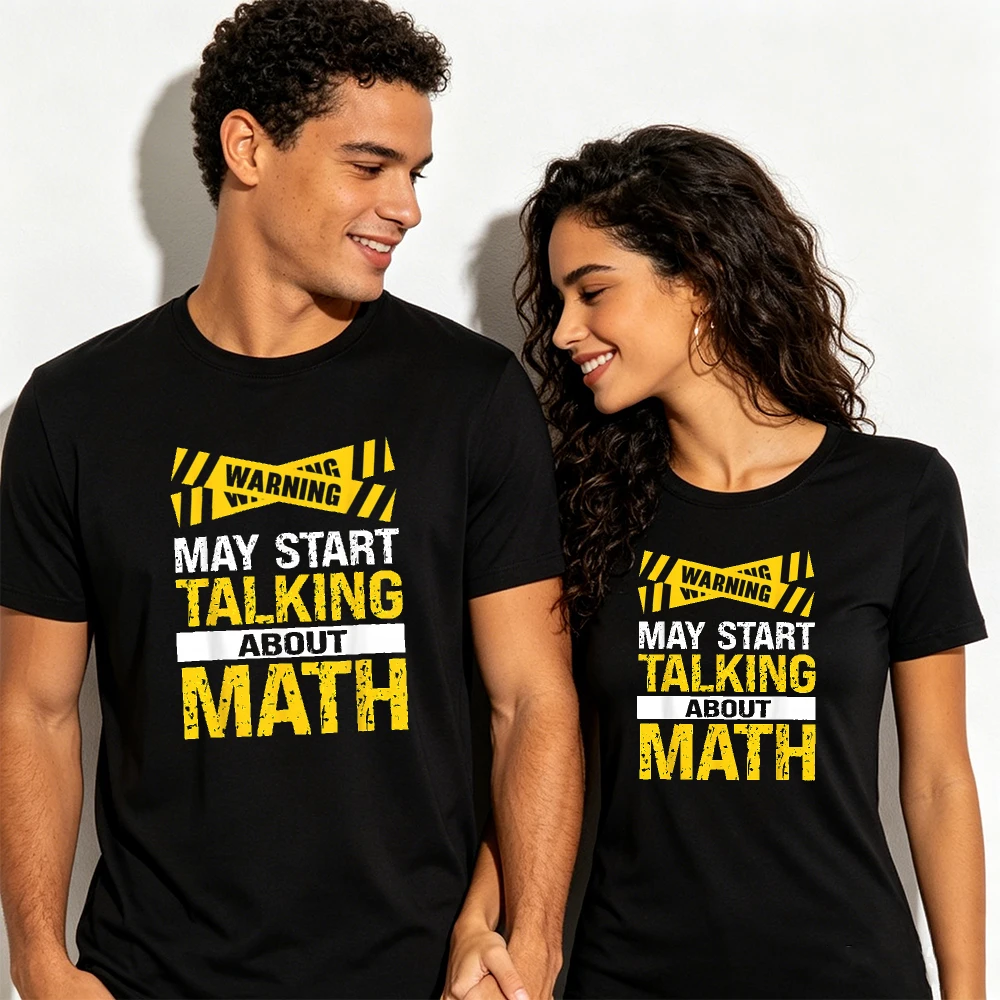 Camiseta gráfica para amantes de las matemáticas con estampado de advertencia: "Puedo empezar a hablar de matemáticas", estilo vintage desgastado, informal, de manga corta