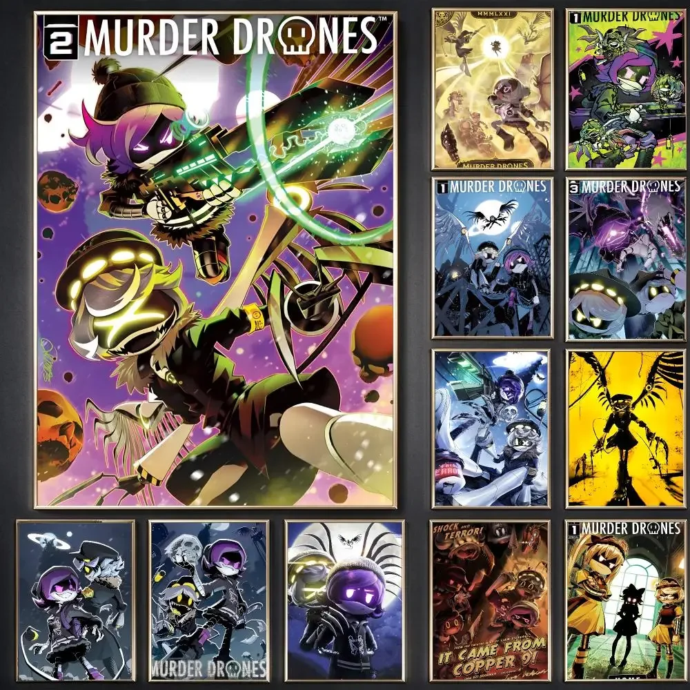 Murder Drones Anime Sci‑fi Dark Poster Waterproof Sticky WallArt Print For Bedroom Living Room Hallway Bar Home Decor