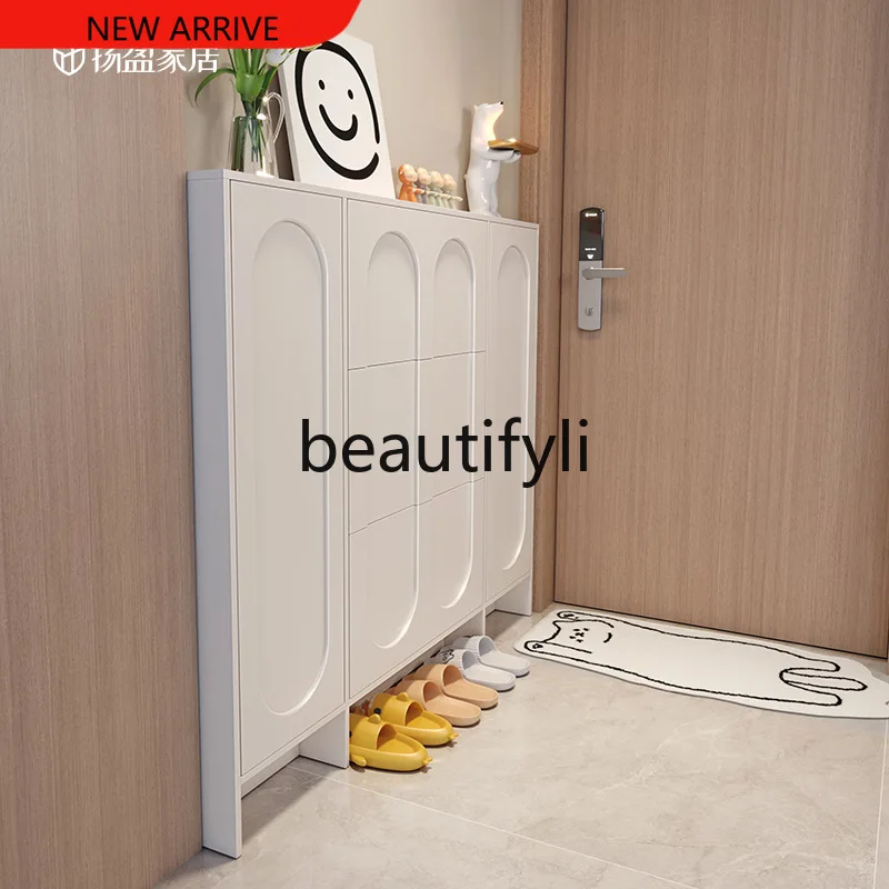 D2520 Ultra-Thin Flip Shoe Cabinet Extremely Narrow Thin Style Household Doorway Entrance Door Behind Door Storage Cabinet New S