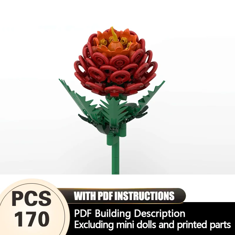 

Creators Plant Series Model MOC Building Bricks Red Flower Modular Technology Gifts Holiday Assemble Children Toys Suit