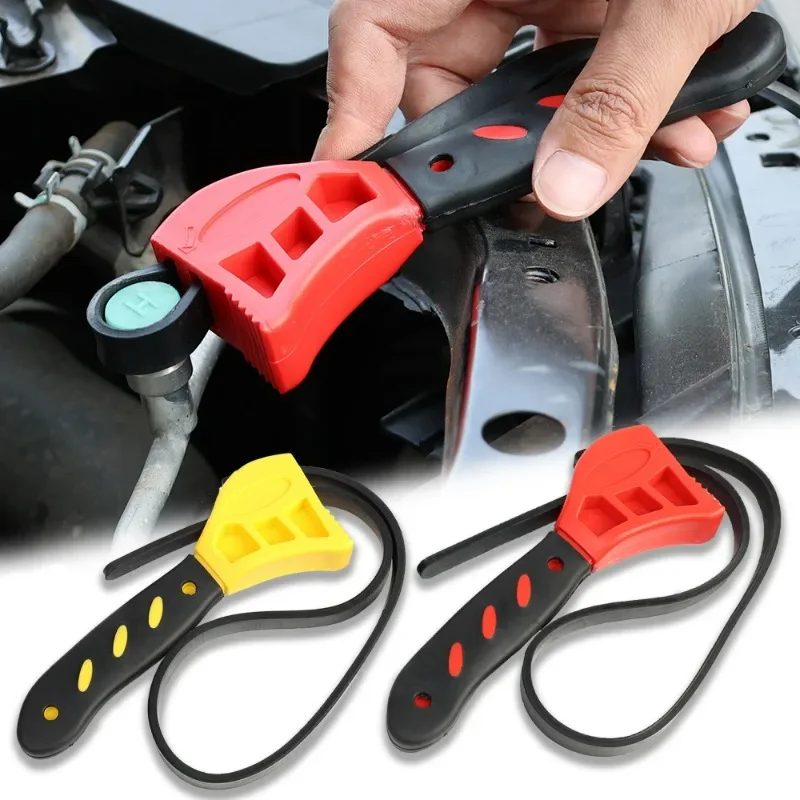 6inch Belt Wrench Car Oil Filter Puller Strap Spanner Chain Wrench Plastic Adjustable Bottle Opener Hand-held Disassembly Tools