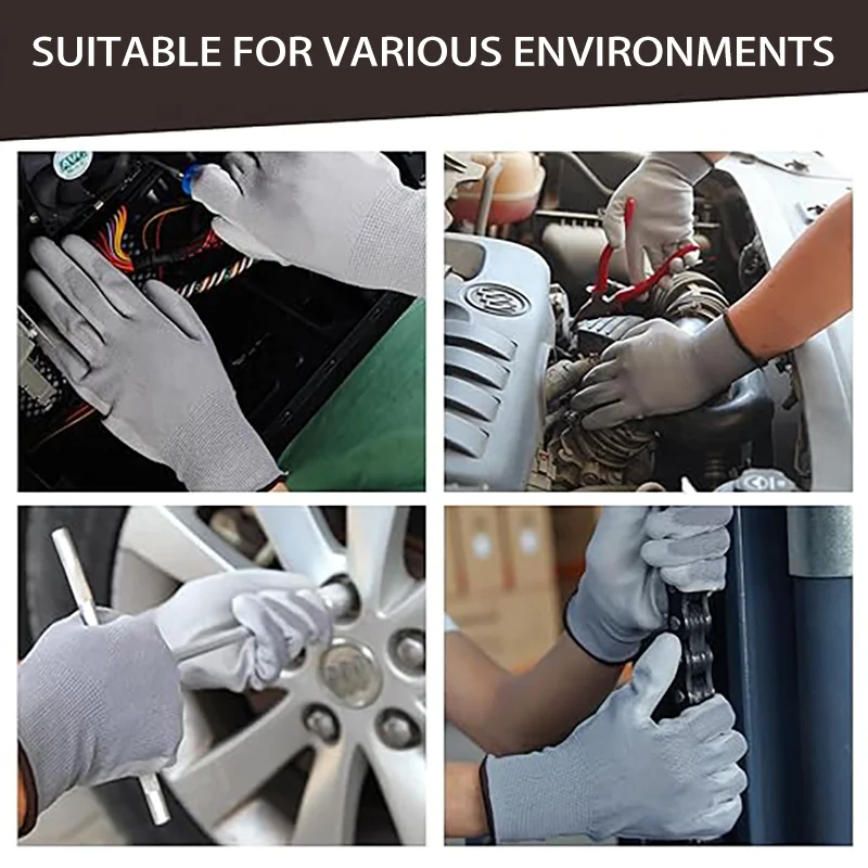 Guantes de trabajo con revestimiento de PU de palma |   Resistente al aceite para construcción y maquinaria. |   Jardinería a prueba de pinchazos