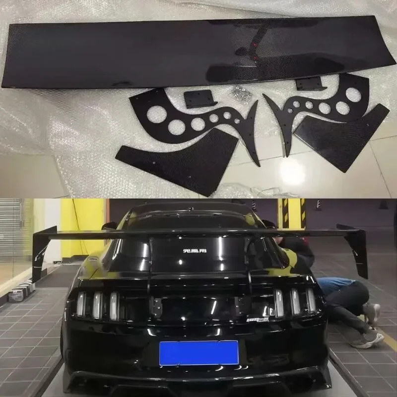 For Ford Mustang 2015 2016 2017 2018 2019 2020 2021 Carbon Fiber Wing Lip Tail Trunk Spoiler ROBOT BIG GT STYLE Body Kits