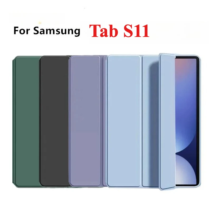حافظة كمبيوتر لوحي ذكية لهاتف سامسونج جالاكسي تاب S11 2025 S10 Plus 12.4 بوصة S9 S8 S7 S10 Lite جلد ثلاثي الطي سيليكون ظهر ناعم Funda