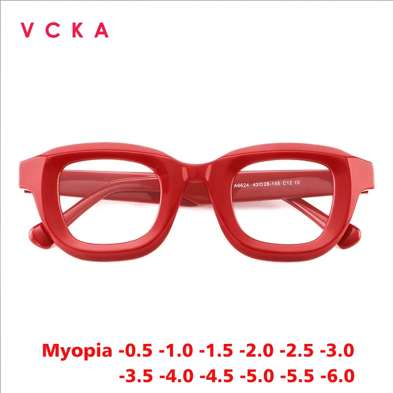 

VCKA утолщенные ацетатные модные очки для близорукости, оправа для женщин и мужчин, брендовый дизайн, очки, оптика по рецепту, очки от -0,50 до -6,00