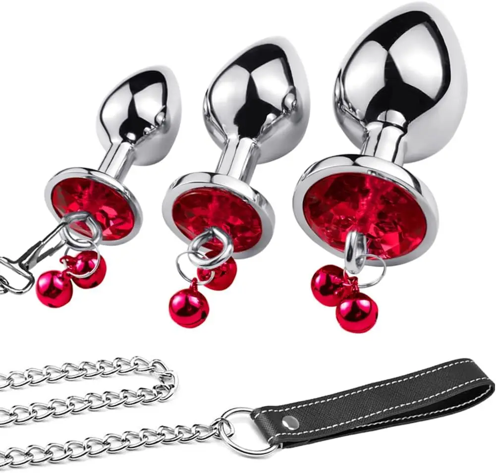 

Anal Plug Trainer Kit, 3 PCS Metal Anal Butt Plugs, Jewelry Anal Trainer Toys with Bell and Traction Chain