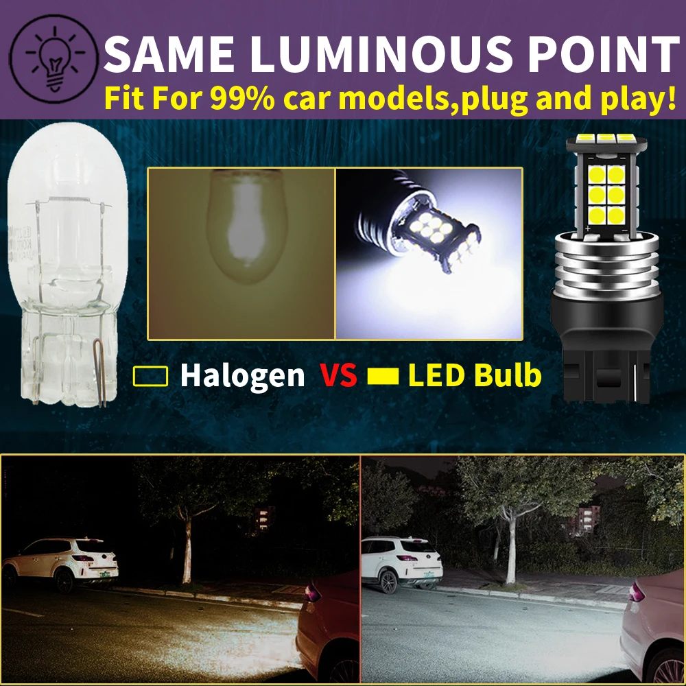 2pcs T20 W21W 7440 LED Canbus Reverse Light 7505 Backup Bulb For Toyota Camry V2 Corolla E11 MR2 iQ Prius W3 Plus W4 Yaris P15 view 6