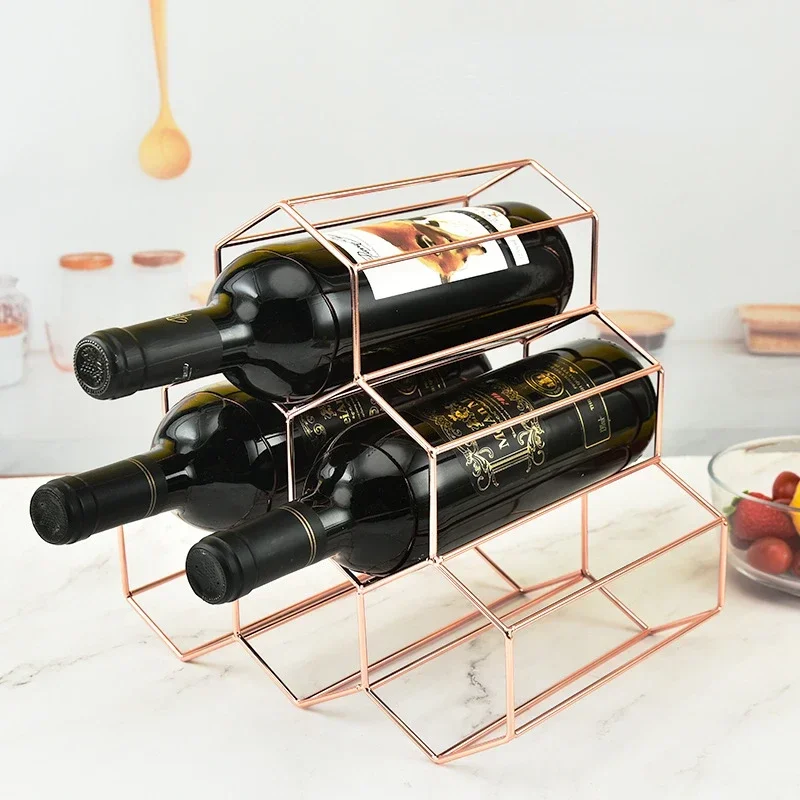 

Iron Art Red Wine Storage Rack Creative Stainless Steel Red Wine Display Rack Decoration Wine Organizer Cabinet