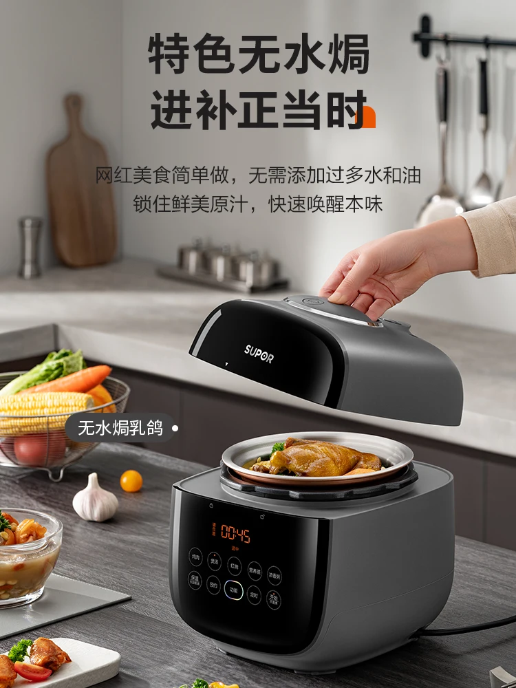 وعاء داخلي مزدوج 220 فولت، قدر ضغط كهربائي، استخدام منزلي مصغر، جهاز بخار حجز ذكي متعدد الوظائف