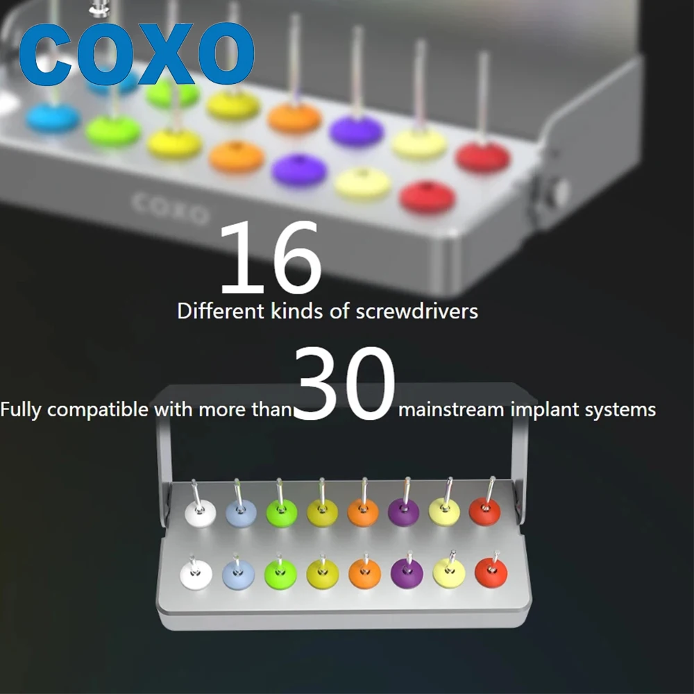 COXO C-TW1-llave dinamométrica para implantes dentales, pieza de mano, cabeza de pestillo de trinquete, 16 controladores de piezas, 5 velocidades, Torque15-35N ajustable, herramientas para dentistas