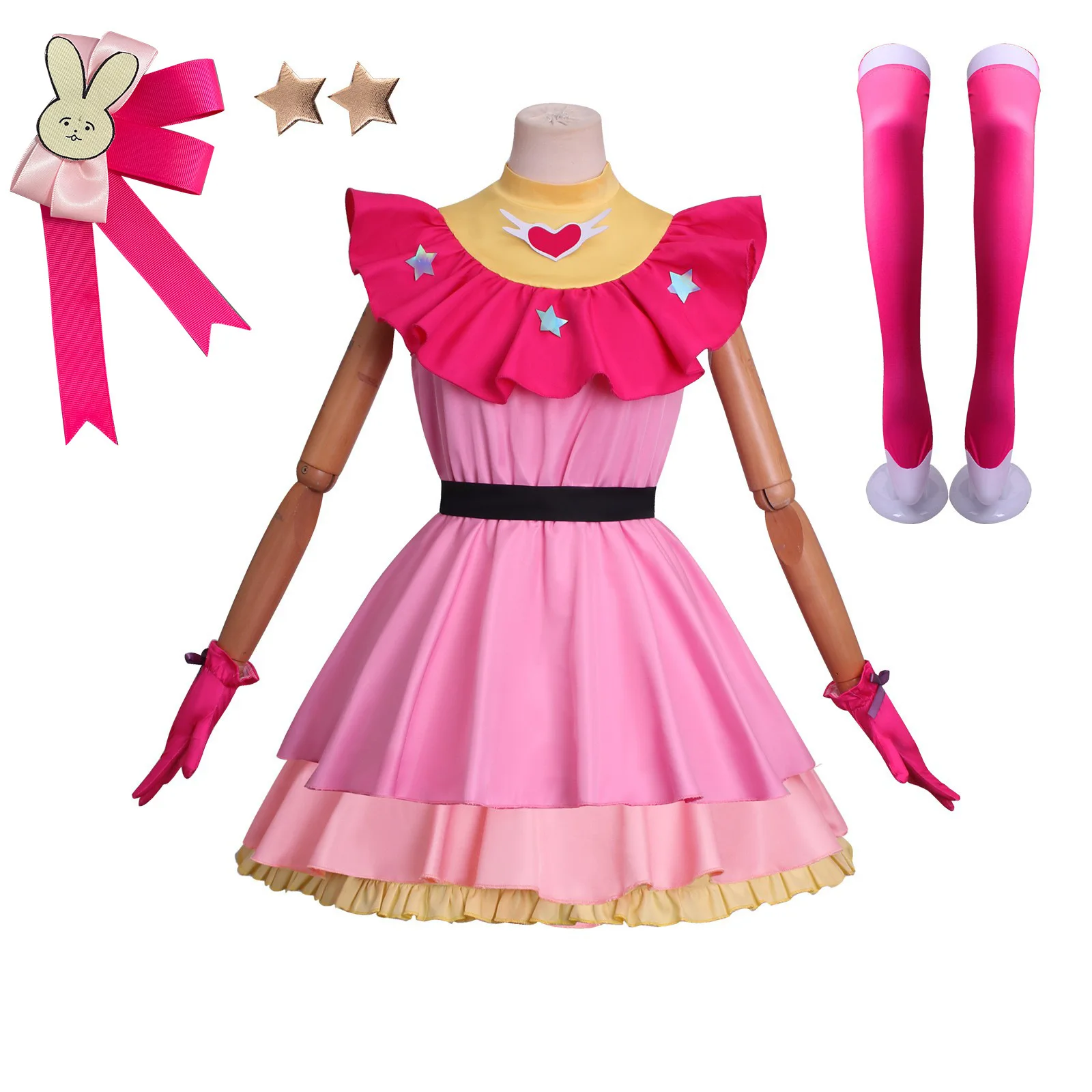 

OSHI NO KO 6PCS cosplay Hoshino Love Cosplay, has Magana Akua Hoshino Ruby cosplay anime Pink dress Halloween 6 pcs suit.