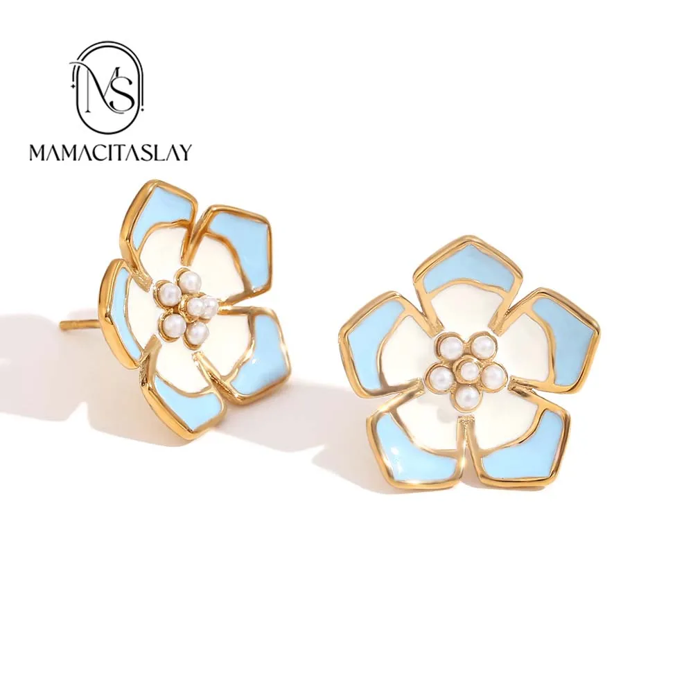 Mamacitaslay צבע אמייל דובדבן imitiaslay עגילי פנינים אופנתיים נשים אופנתיות נירוסטה aliexpress חנות מקוונת