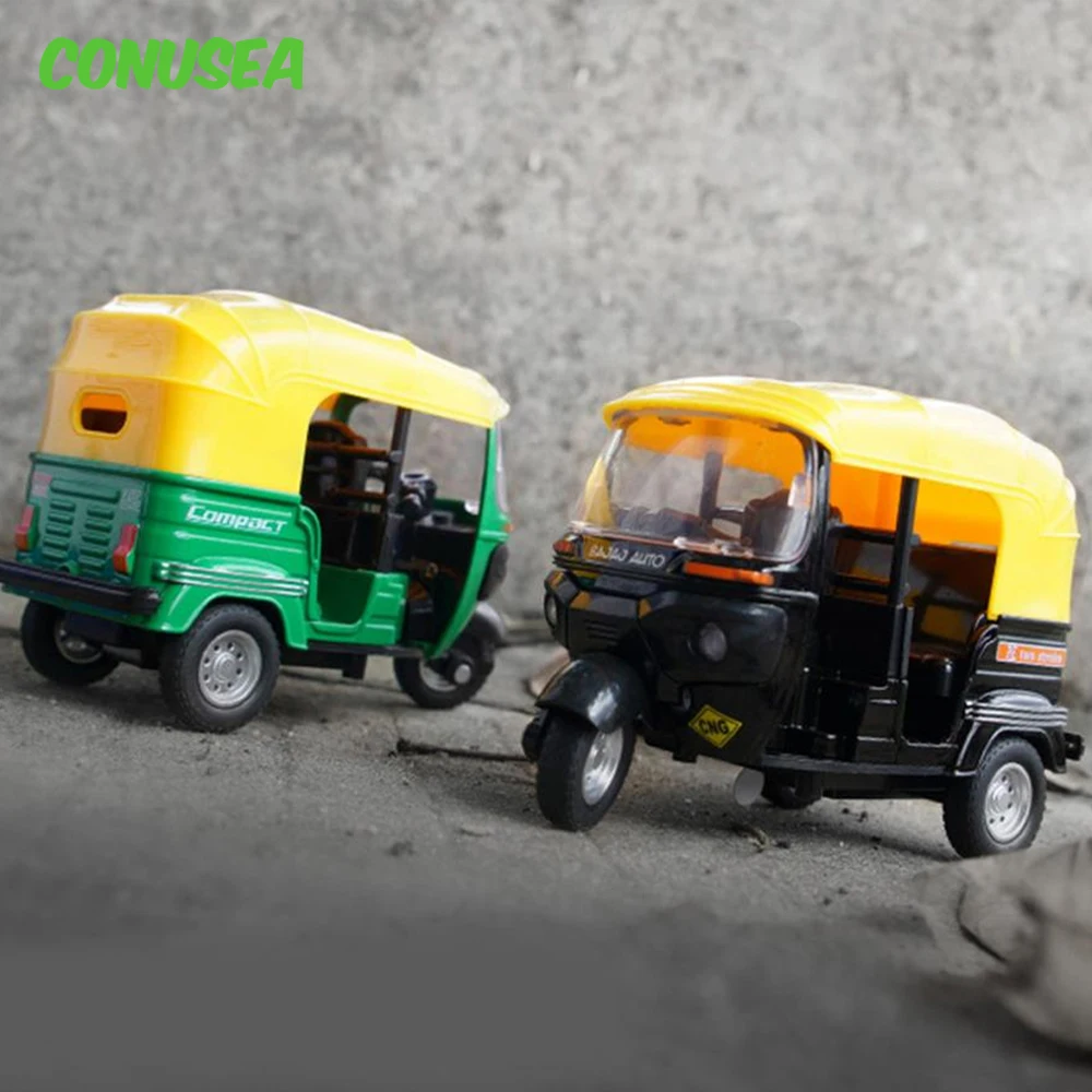 Alloy Indian Tricycle Model Alloy Sound and Light Pull Back Car Model Toy Three Wheeled Motorcycle Diecast toys for boys Gifts