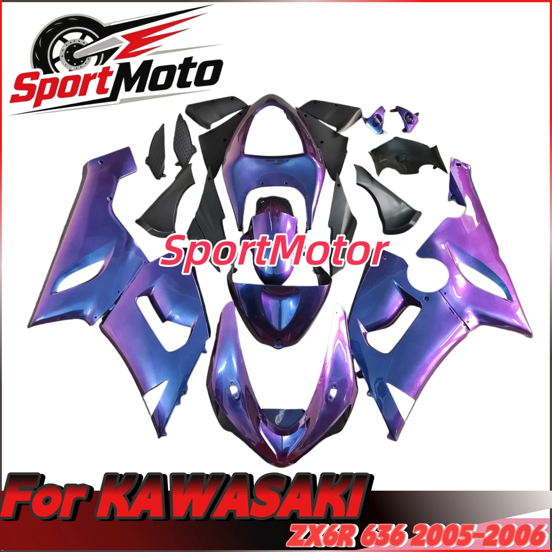 The motorcycle fairing kit is applicable to the FOR ZX-6R 05 06 -6R 636 2005 2006 The body fairing is green white black blue red
