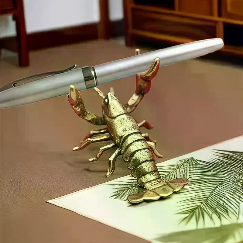 Lobster Scorpion Shaped Pen Holder Ornament Vintage Perfect For Home Office Desk Study Table Decor Display Brass