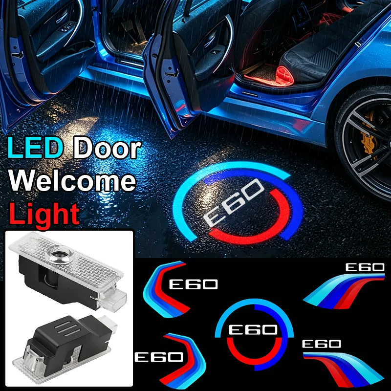 2PCS LED Car Door Welcome Lights for BMW 5 Series E60 2003-2010 520i 523i 525i 530i 535i 550i Projector Shadow Lamp Accessories