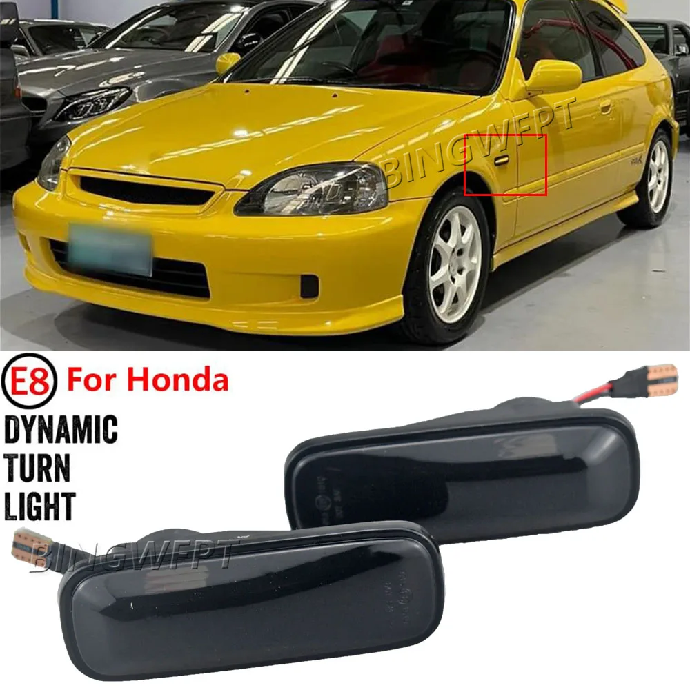 NEW 2PCS Smoked Lens LED Side Marker Car Light For Honda Civic 1995 1996 1997 1998 1999 2000 Auto Reflector Turn Signal Lights