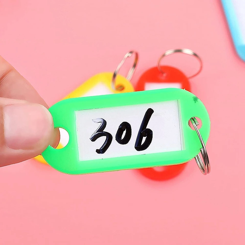 250 Pieces Plastic Key Tags, with Label Window ID Name and Split Ring Key Ring Keychain,10 Colors