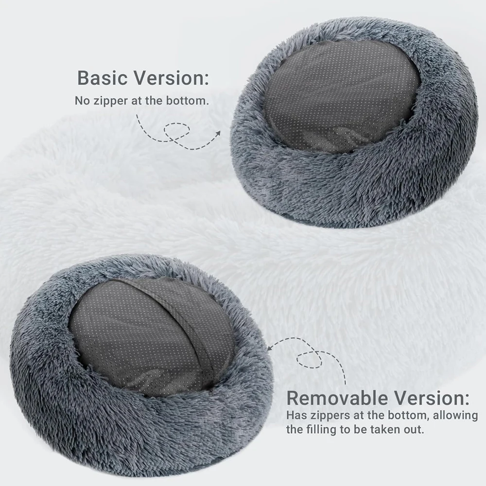 Round Removable Pet Bed Plush Large Dog Bed Winter Warm Fluffy Dog Cushion Cat Beds Super Soft Sleeping Small Dogs Nest House