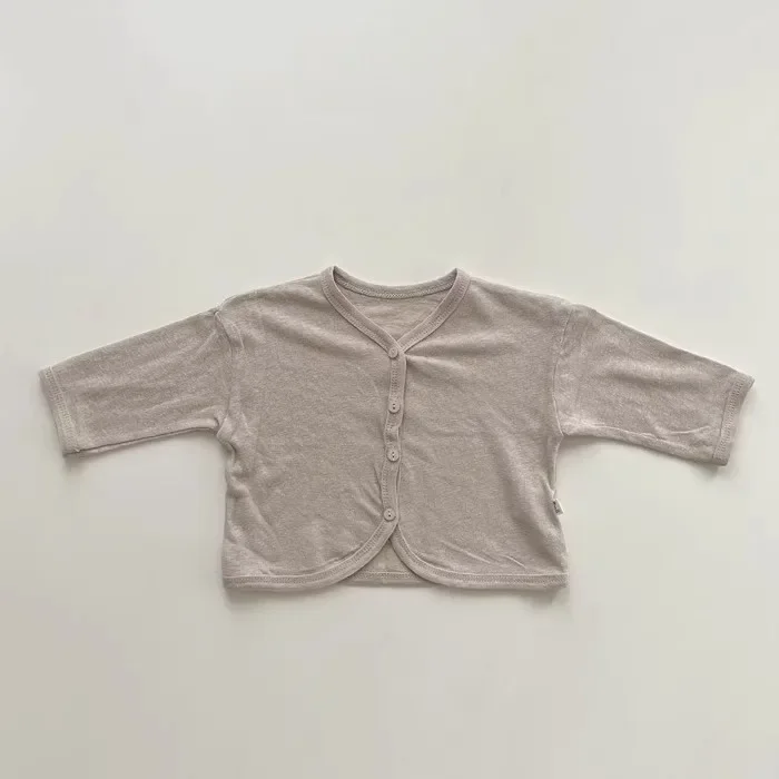 

Boy Cotton Mosquito Prevention Cardigan Toddler Girl Soft Jacket 2025 Summer New Baby Long Sleeve Coat Solid Versatile Infant