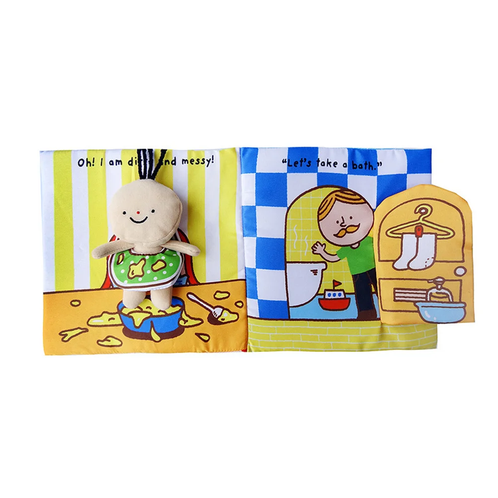 كتاب حمام للطفل قماش قابل للغسل تعلم التجعيد النسيج الرضع التعليم المبكر هدية حسية لحديثي الولادة حمام سباحة