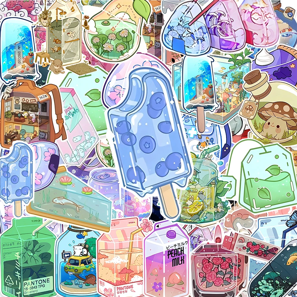 

10/20/40PCS INS Cute Drink Cartoon Stickers Aesthetic Decals Toys Waterproof DIY Laptop Phone Diary Kawaii Decoration Sticker