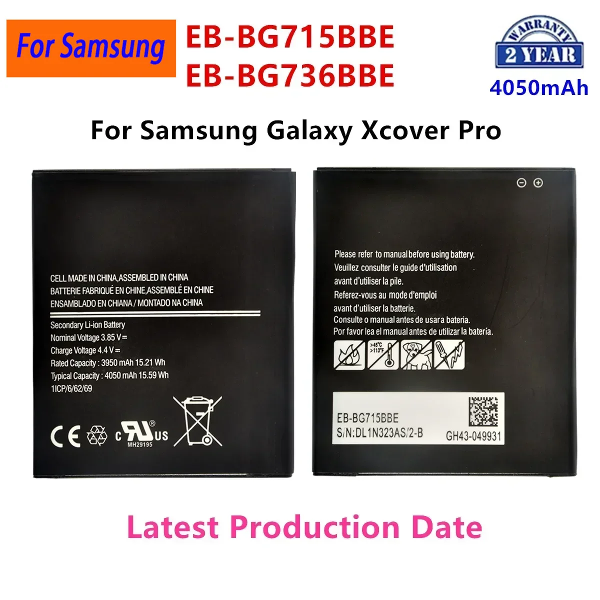 EB-L1G6LLA EB-BG525BBE EB-BG715BBE EB-BA013ABY EB-BG388BBE Bateria do Samsung Galaxy S3 Note 4 Galaxy A01 Xcover 5 6 pro 3 — zdjęcie produktu 5