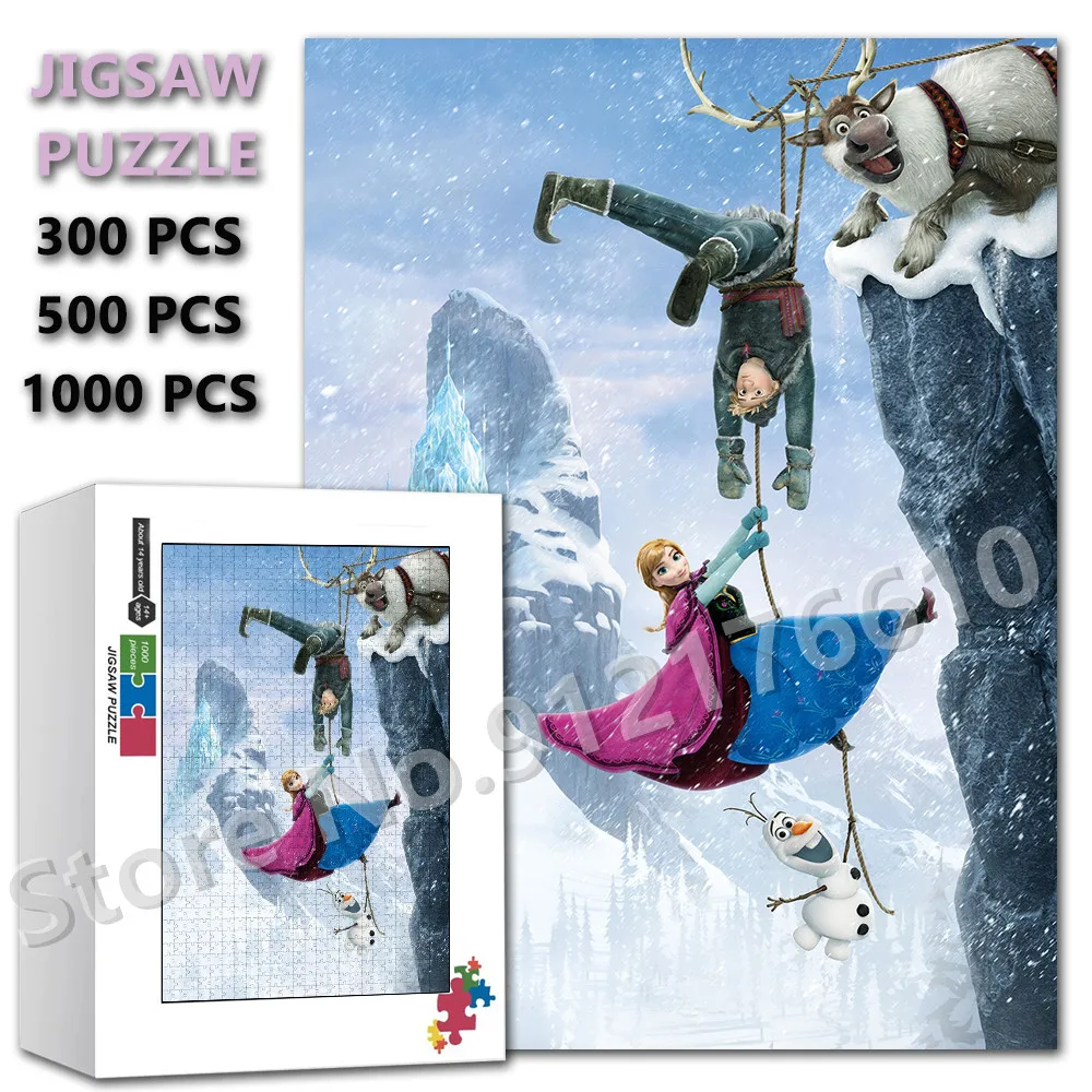 Disney Frozen Queen Jigsaw Puzzles 300/500/1000 Pieces Disney Princess Decompress Educational Print Puzzle Kids Adult Game Toys