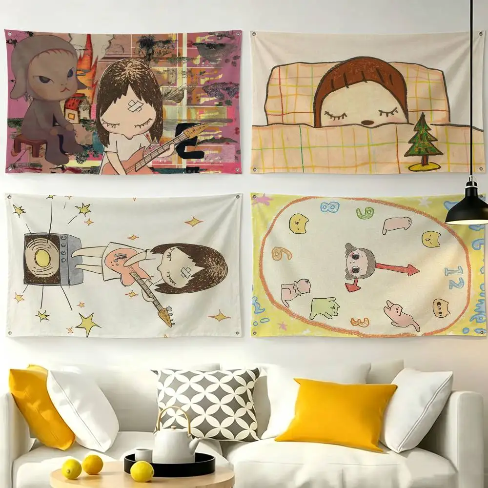 Cute Y-Yoshitomo Nara  Flags for Bedrooms Home Decor Items Outdoor Decors Garage Decoration Flaga