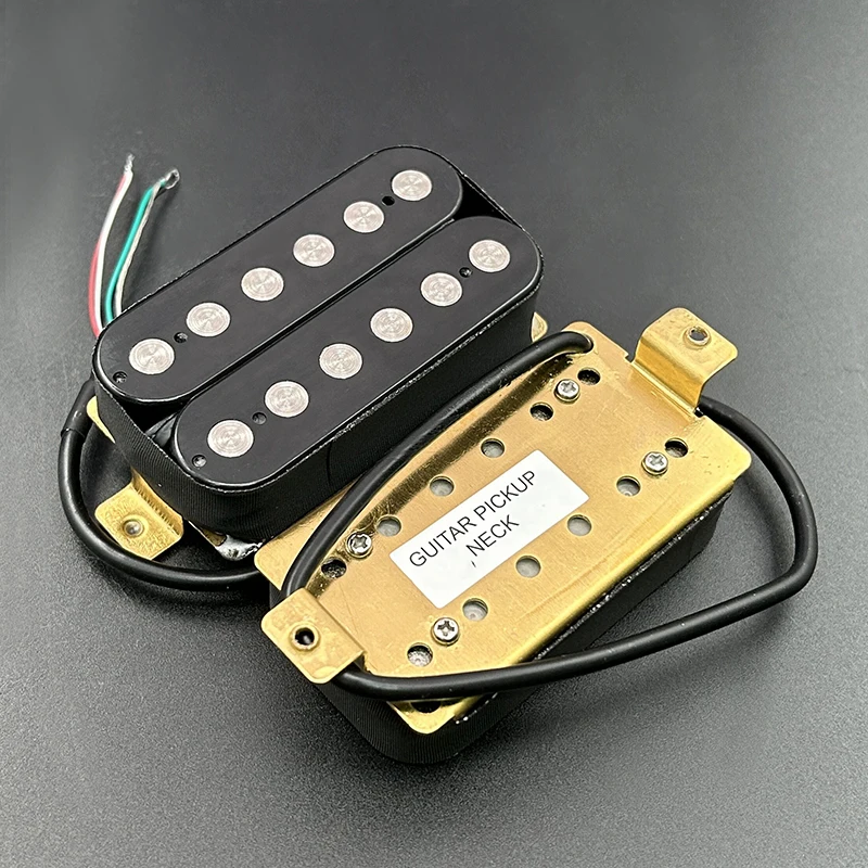 Electric Guitar Humbucker 6.3mm Big Pole Piece Dual Coill Guitar Pickup with 4 Conduct Cable/Coil Splitting Black/White