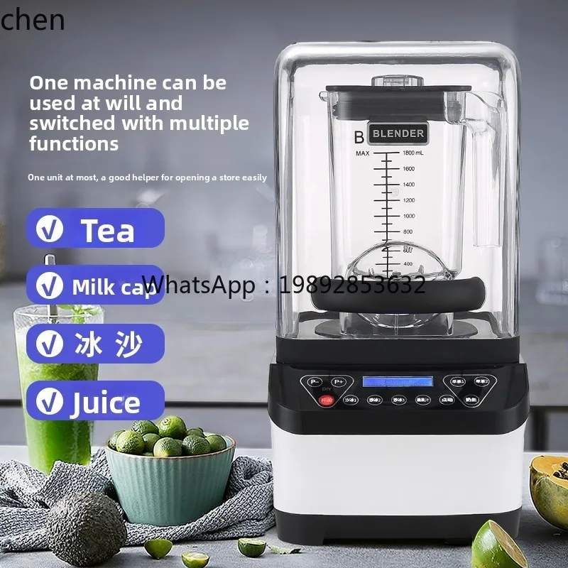 

commercial smoothie machine milk tea shop fully automatic milkshake ice crusher with sound insulation cover