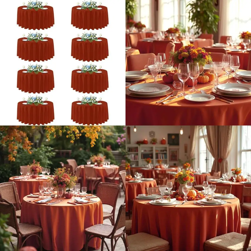 

Круглые скатерти из полиэстера Burnt Orange на День Благодарения, диаметр 90 дюймов, 8 шт., скатерти для осеннего праздника