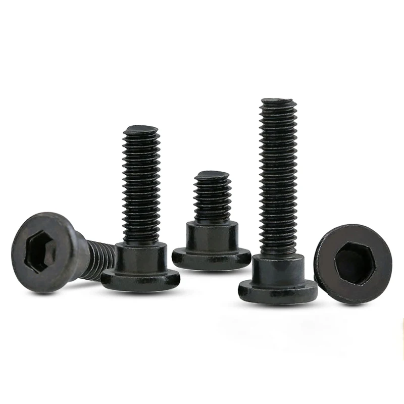 สกรูหัวหกเหลี่ยมแบบขั้นบันได M2.5 M3 สีดำ เกรด 12.9 เหล็กกล้าคาร์บอน พร้อมแผ่นรองรับแบบขั้นบันได สกรูยึดตำแหน่งแบบขั้นบันได