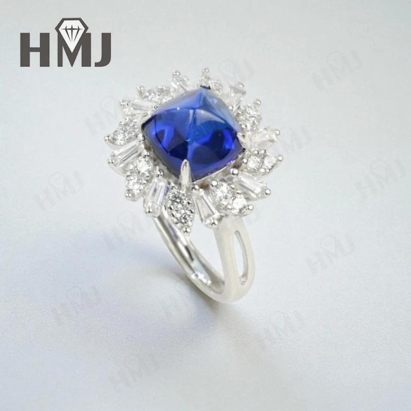 Finger Ring with 4CT Sugar Tower Lab Grown Sapphire Padparadscha 925 Silver for Women Man Engagement Banquet Accasion Christmas